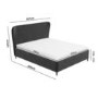 Dark Grey Velvet Double Ottoman Bed with Legs - Margot