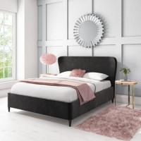 GRADE A2 - Margot King Size Ottoman Bed with Curved Headboard in Dark Grey Velvet