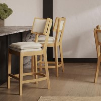 Beige Upholstered Cushioned Kitchen Counter Stool - Maggie