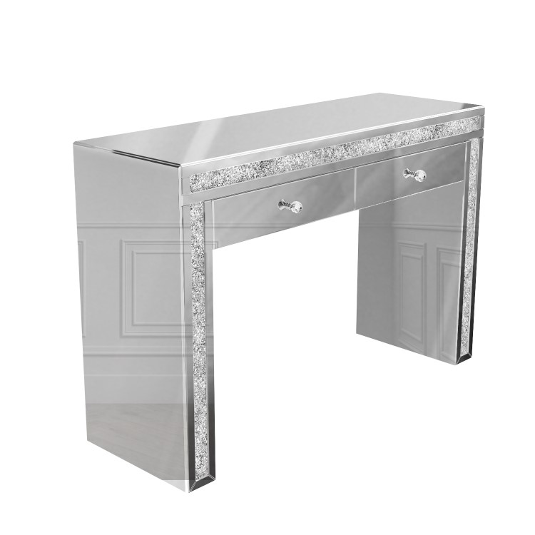 Silver Mirrored Dressing Table with 2 Drawers - Mariah