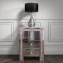 GRADE A1 - Mariah Crush Diamond Mirrored Bedside Table in Pink