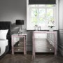 GRADE A1 - Mariah Crush Diamond Mirrored Bedside Table in Pink