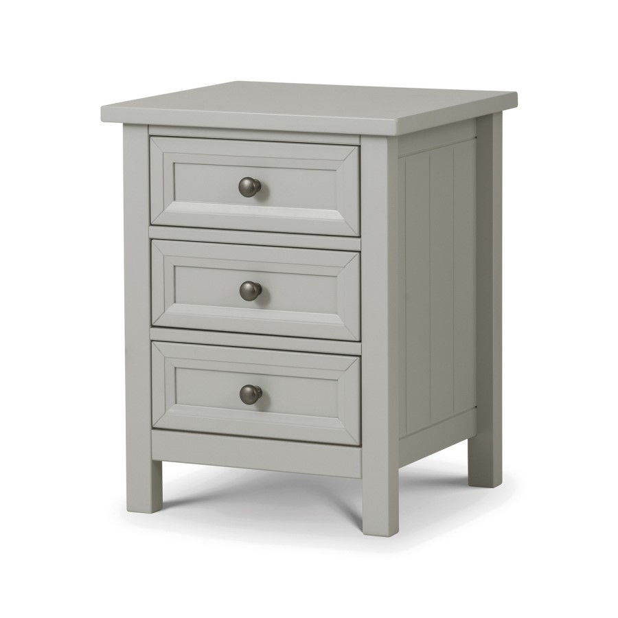 GRADE A1 - Julian Bowen Maine 3 Drawer Bedside Table in Grey