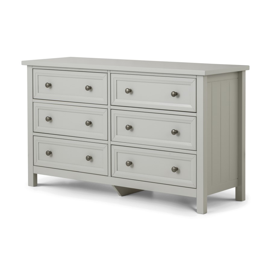 GRADE A1 - Julian Bowen Maine 6 Drawer Wide Chest of Drawers in Grey