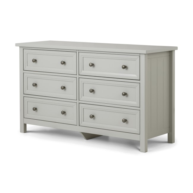 Wide Grey Painted Chest of 6 Drawers - Maine - Julian Bowen 