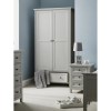 Grey Painted 2 Door Double Wardrobe with Drawer - Maine - Julian Bowen