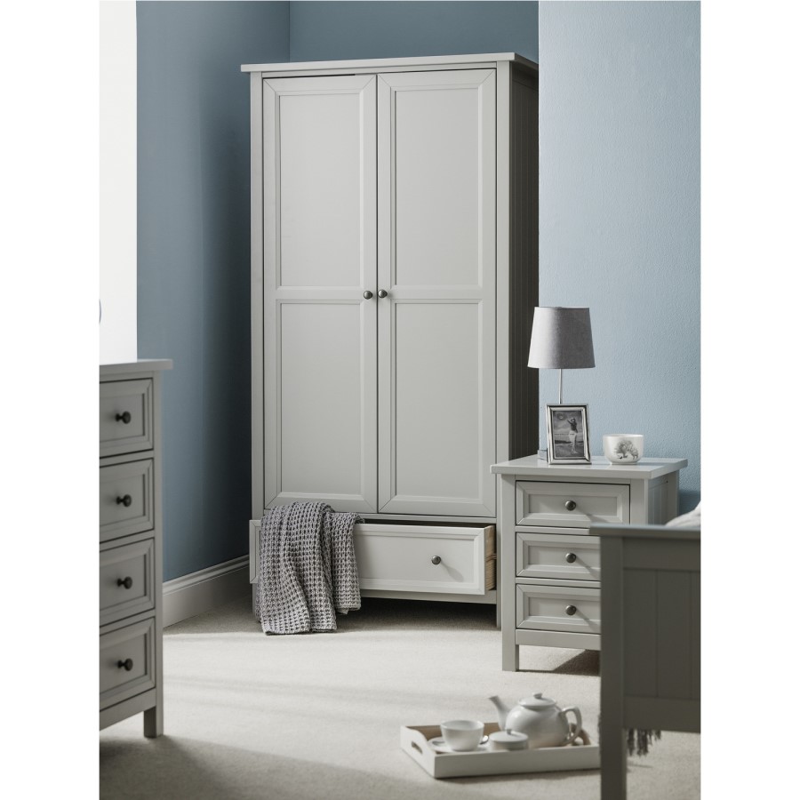 Julian Bowen Maine 2 Door Combination Wardrobe in Grey