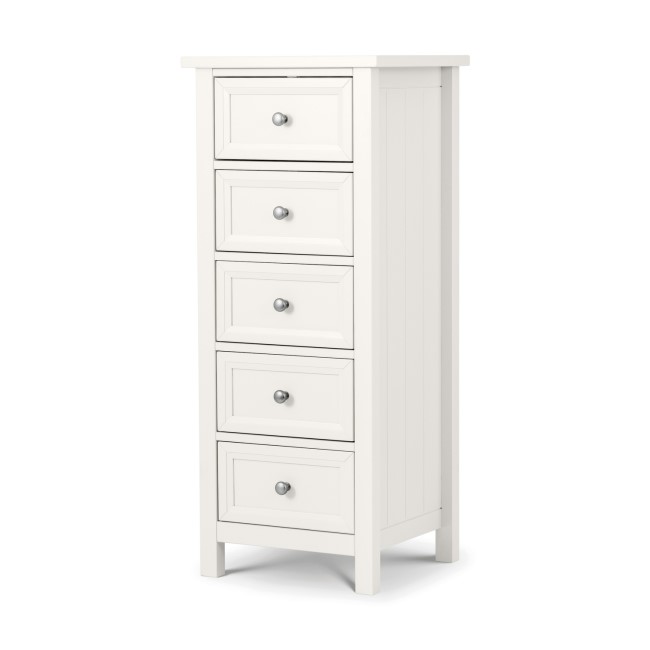 Julian Bowen Maine 5 Drawer Tall Chest of Drawers in White