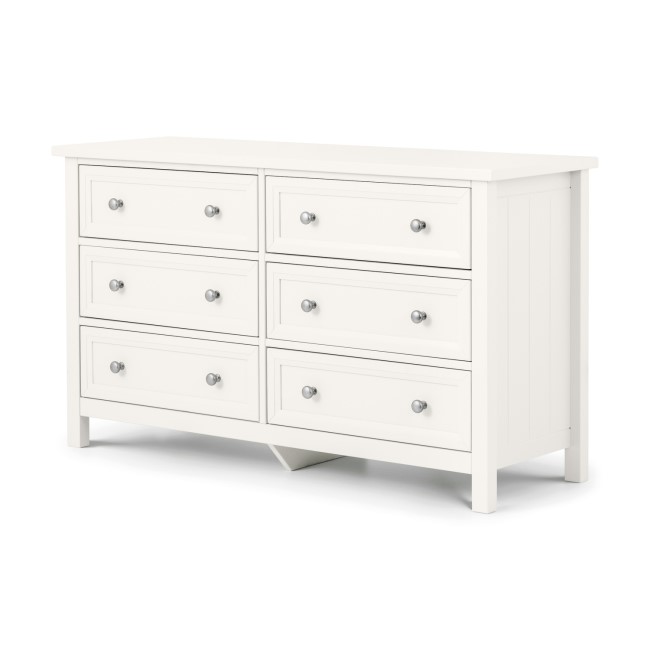 Julian Bowen Maine 6 Drawer Wide Chest of Drawers in White