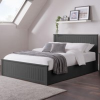 Dark Grey Wooden Double Ottoman Bed - Maine - Julian Bowen