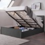 Dark Grey Wooden Double Ottoman Bed - Maine - Julian Bowen