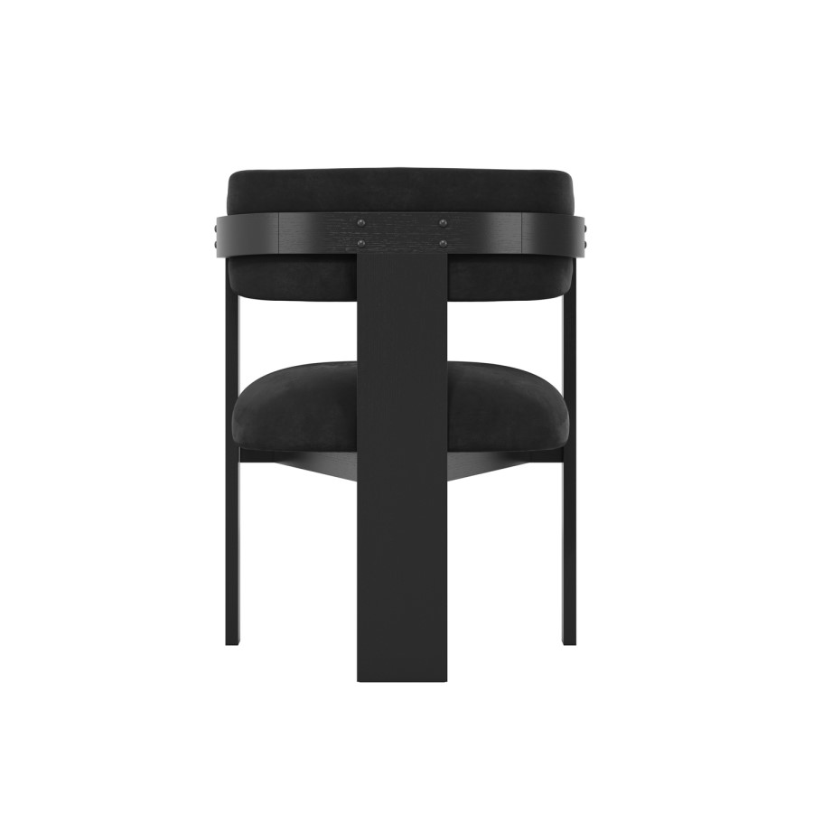 Black Velvet Curved Dining Chair with Exposed Back - Mai