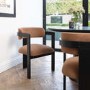 Brown Velvet Curved Dining Chair with Black Exposed Back - Mai