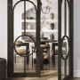 Brown Velvet Curved Dining Chair with Black Exposed Back - Mai