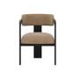 Brown Velvet Curved Dining Chair with Black Exposed Back - Mai