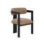 Brown Velvet Curved Dining Chair with Black Exposed Back - Mai