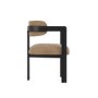 Brown Velvet Curved Dining Chair with Black Exposed Back - Mai