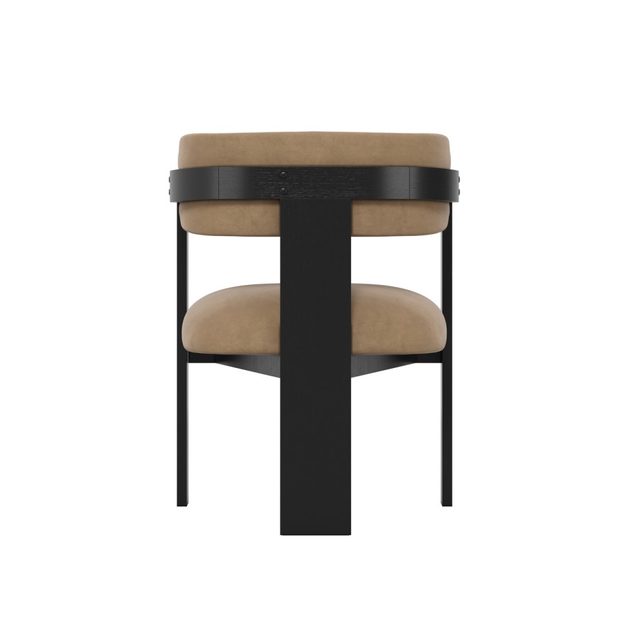 Brown Velvet Curved Dining Chair with Black Exposed Back - Mai