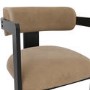 Brown Velvet Curved Dining Chair with Black Exposed Back - Mai