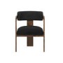 Black Velvet Curved Dining Chair with Walnut Exposed Back - Mai