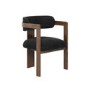 Black Velvet Curved Dining Chair with Walnut Exposed Back - Mai