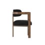 Black Velvet Curved Dining Chair with Walnut Exposed Back - Mai