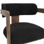 Black Velvet Curved Dining Chair with Walnut Exposed Back - Mai