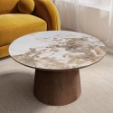 A1/MAL002 ONLY OPENED - Neutral Ceramic Round Walnut Coffee Table - Malia