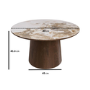 Round Neutral Ceramic Nest of 3 Tables with Walnut and Brass Bases - Malia