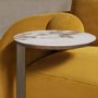 Neutral Ceramic Round Sofa Table with Bronze Base - Malia