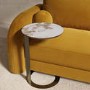 Neutral Ceramic Round Sofa Table with Bronze Base - Malia