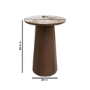 Neutral Ceramic Round Side Table with Walnut Pedestal Base - Malia