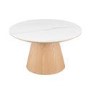 Large Oak and White Marble Effect Round Coffee Table - Malia