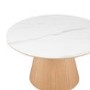 Large Oak and White Marble Effect Round Coffee Table - Malia