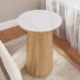 Round Oak and Marble Effect Side Table - Malia