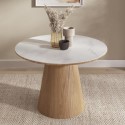 MAL009 Round Oak and White Marble Effect Pedestal Dining Table - Seats 4 - Malia