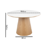 Round Oak and White Marble Effect Pedestal Dining Table - Seats 4 - Malia