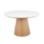 Round Oak and White Marble Effect Pedestal Dining Table - Seats 4 - Malia