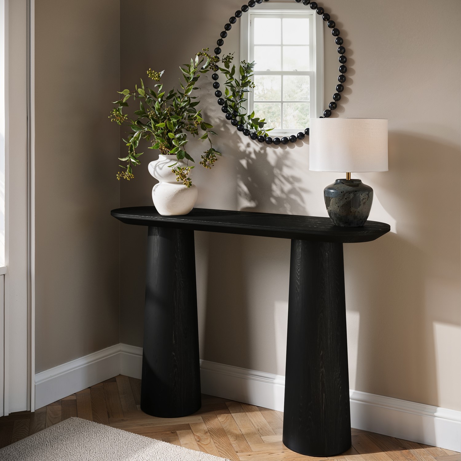 Wooden Console Table Flared Legs
