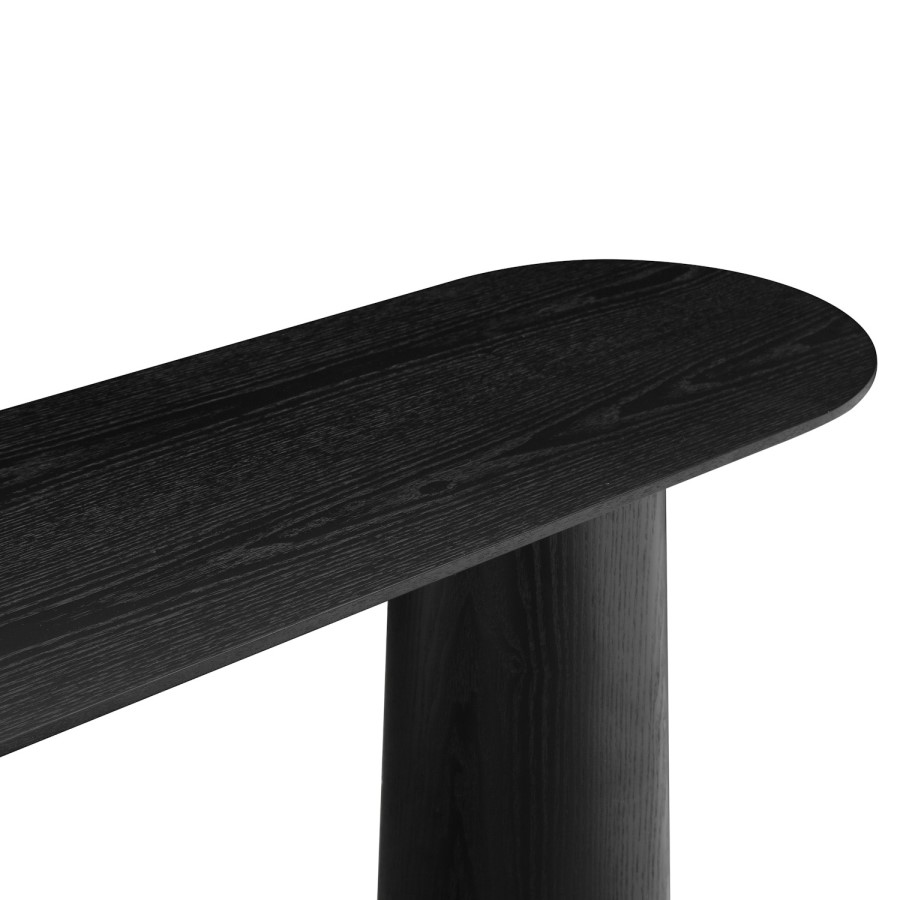 Black Wooden Console Table with Flared Legs - Malia