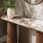 Walnut and Marble Effect Console Table with Flared Legs - Malia