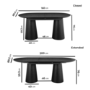 Large Black Wooden Extendable Dining Table - Seats 4 - 6 - Malia