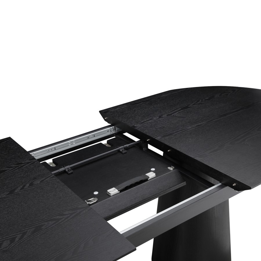 Large Black Wooden Extendable Dining Table - Seats 4 - 6 - Malia