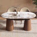 MAL013 Large Walnut and Marble Effect Extendable Dining Table - Seats 4 - 6 - Malia