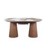 Large Walnut and Marble Effect Extendable Dining Table - Seats 4 - 6 - Malia