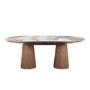 Large Walnut and Marble Effect Extendable Dining Table - Seats 4 - 6 - Malia