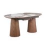 Large Walnut and Marble Effect Extendable Dining Table - Seats 4 - 6 - Malia