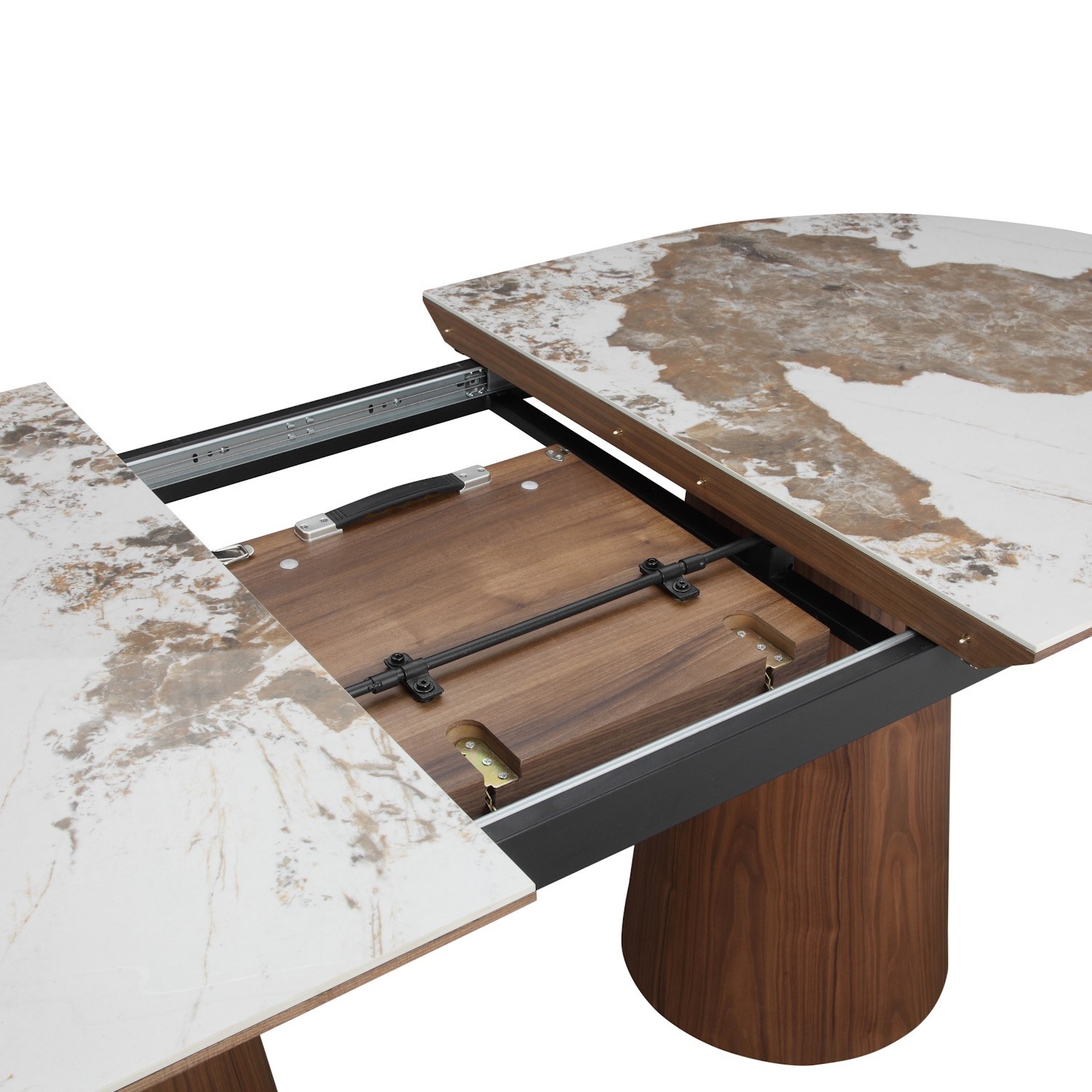 Mable Extendable Table Large Walnut and Marble Effect Extendable Dining Table - Seats 4 - 6 ...