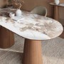 Large Walnut and Marble Effect Extendable Dining Table - Seats 4 - 6 - Malia