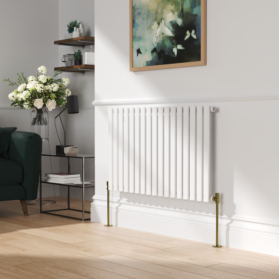 Elego Brushed Brass Modern Manual Angled Radiator Valves (pair)